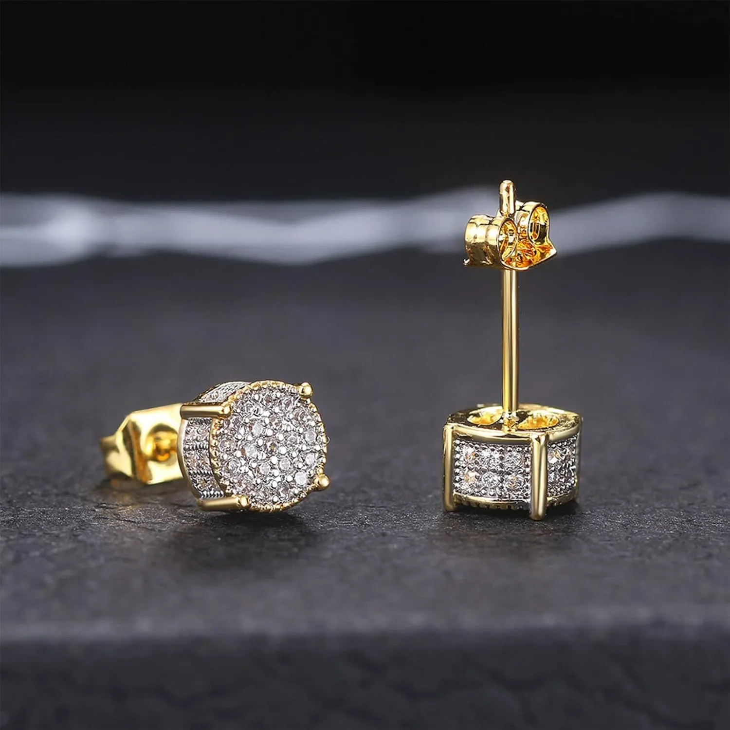 1-2 Pairs 925 Sterling Silver Halo Stud Earrings for Women Men 18K Gold Plated Heart/Round/Square Cubic Zirconia Earrings Set Jewlery