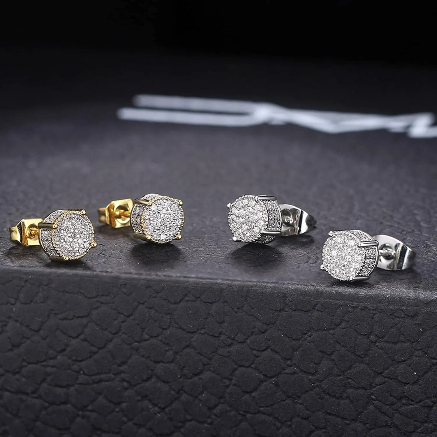 1-2 Pairs 925 Sterling Silver Halo Stud Earrings for Women Men 18K Gold Plated Heart/Round/Square Cubic Zirconia Earrings Set Jewlery