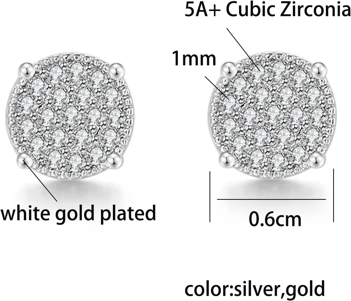 1-2 Pairs 925 Sterling Silver Halo Stud Earrings for Women Men 18K Gold Plated Heart/Round/Square Cubic Zirconia Earrings Set Jewlery