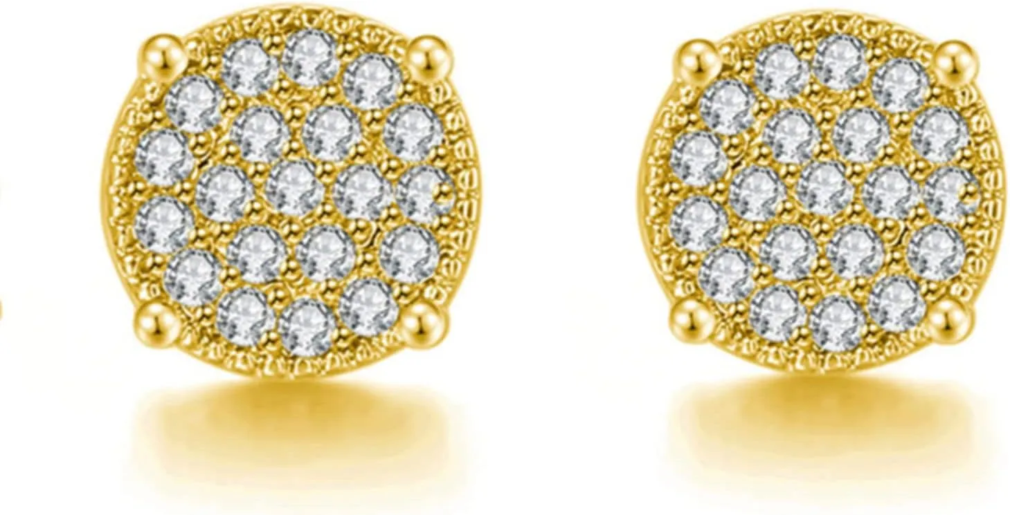1-2 Pairs 925 Sterling Silver Halo Stud Earrings for Women Men 18K Gold Plated Heart/Round/Square Cubic Zirconia Earrings Set Jewlery