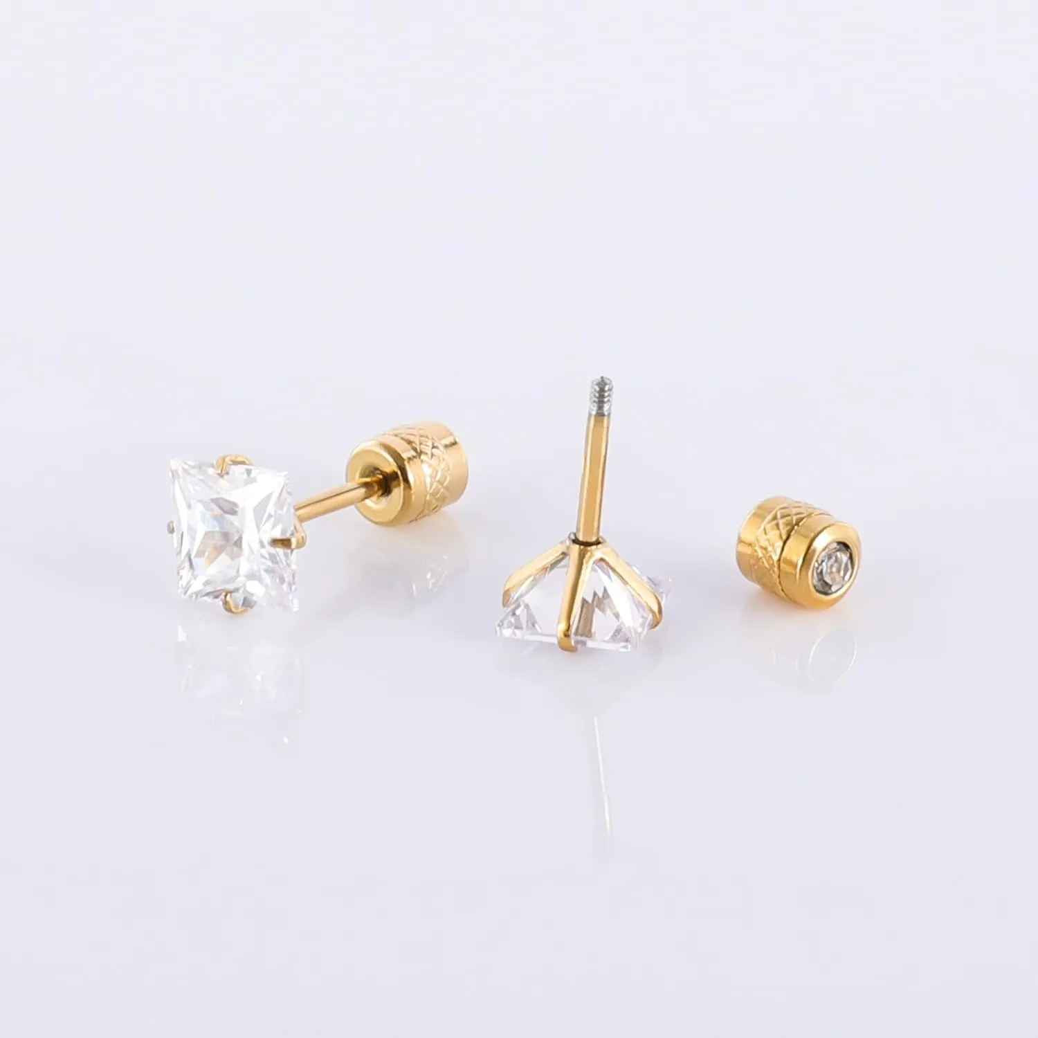 11 Pairs Screw Back Stud Hoop Earrings Set for Multiple Piercing, Surgical Stainless Steel CZ Stud Earrings For Women