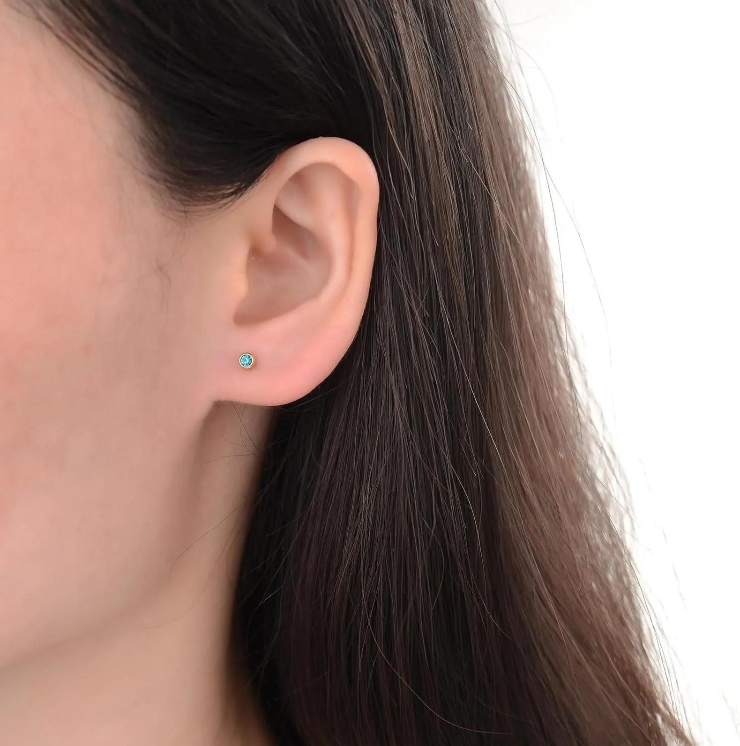 12 Pairs Ear Piercing Stud Earrings, Surgical Stainless Steel Multicolor Cubic Zirconia Birthstone Stud Earrings for Ear Piercing Guns
