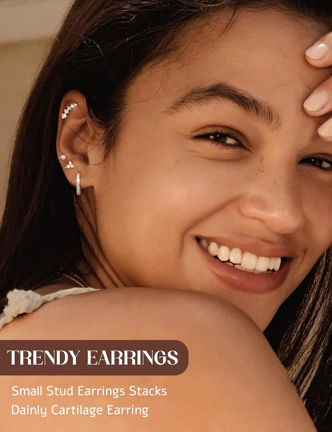 14K Gold Plated 925 Sterling Silver Stud Earrings for Women | Hypoallergenic Cartilage Earrings for Sensitive Ears | Dainty Small Studs Hoop Earring Stacks Set 20G Helix Tragus Piercing Jewelry
