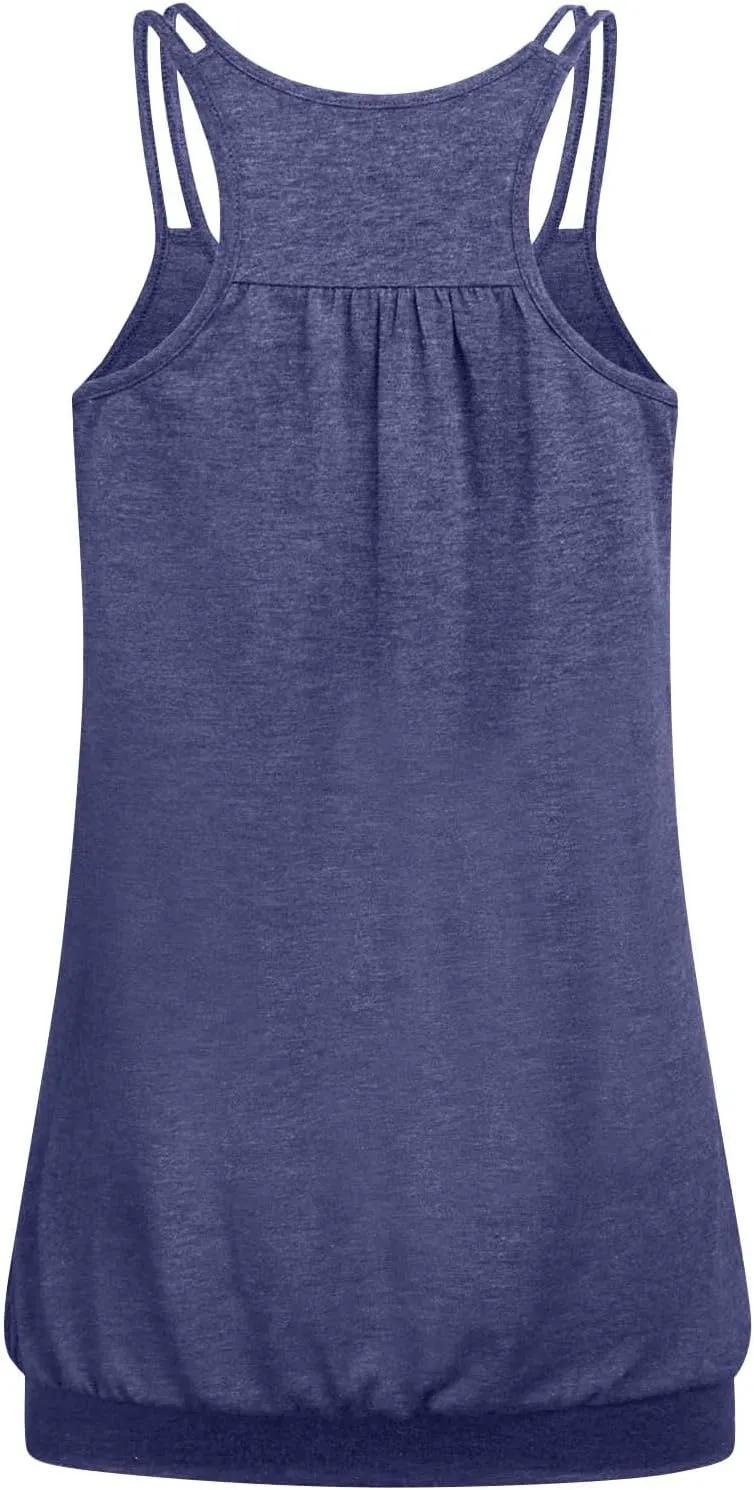 2 Pieces Women Camisoles Basic Spaghetti Strap Racerback Stretch Cami Summer Tanks Packs Cover Tummy Blouse Tunic Tees
