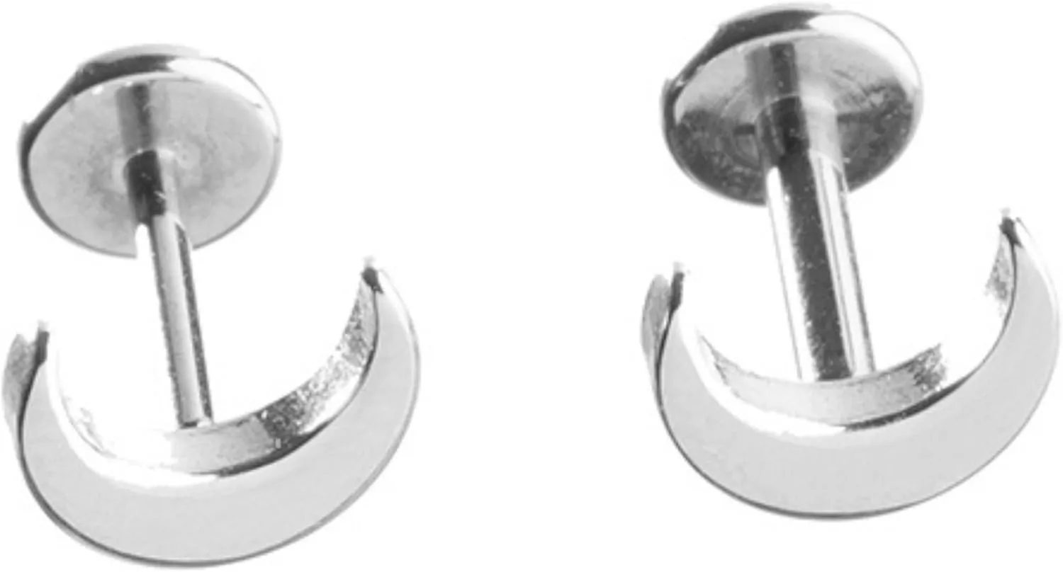 20G Implant Grade Titanium Crescent Moon Labret Stud Threadless Flatback Tragus Earring Cartilage Stud Conch Push In Stud for Women and Men Hypoallergenic Minimalist Earrings