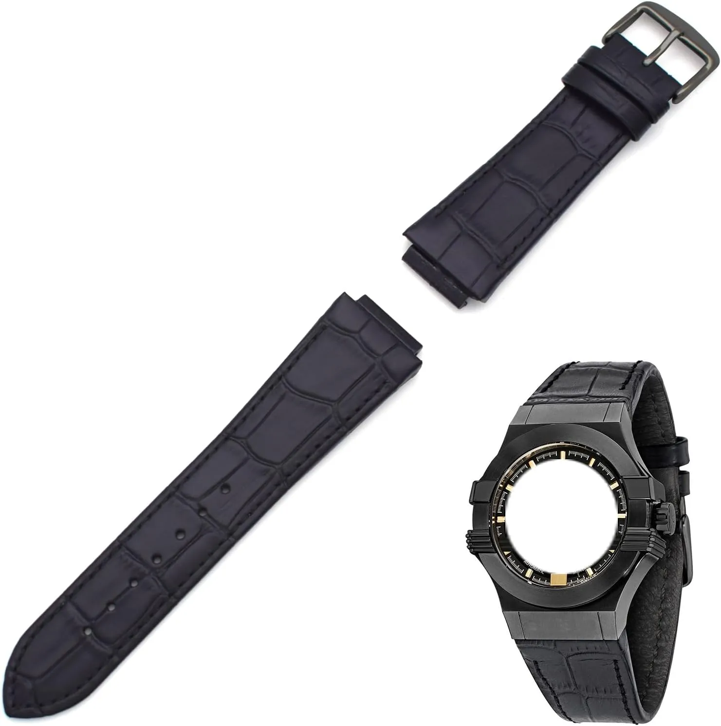 24MM Genuine Leather Watch Strap Band Replacement for MASERATI Mens Watches R8821108025 R8851108002