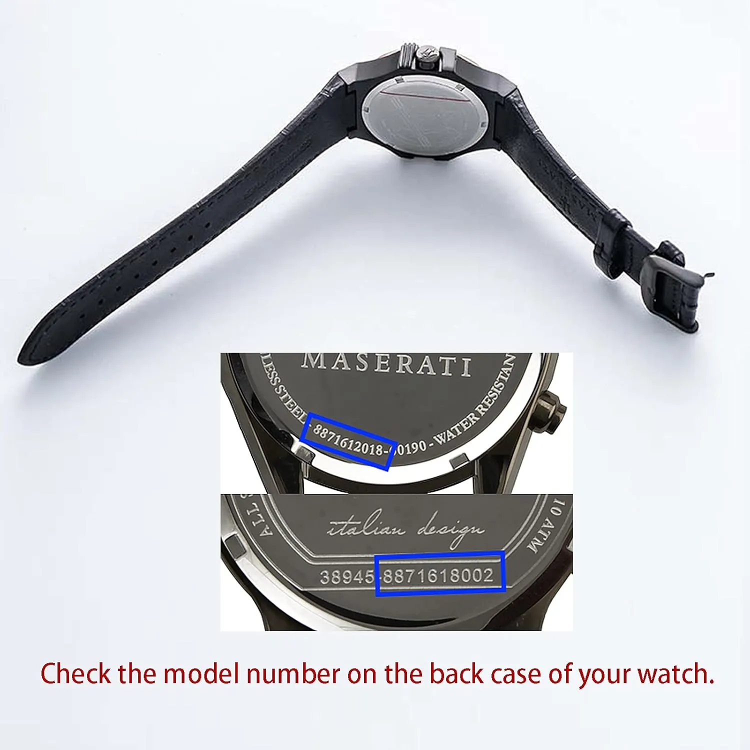 24MM Genuine Leather Watch Strap Band Replacement for MASERATI Mens Watches R8821108025 R8851108002