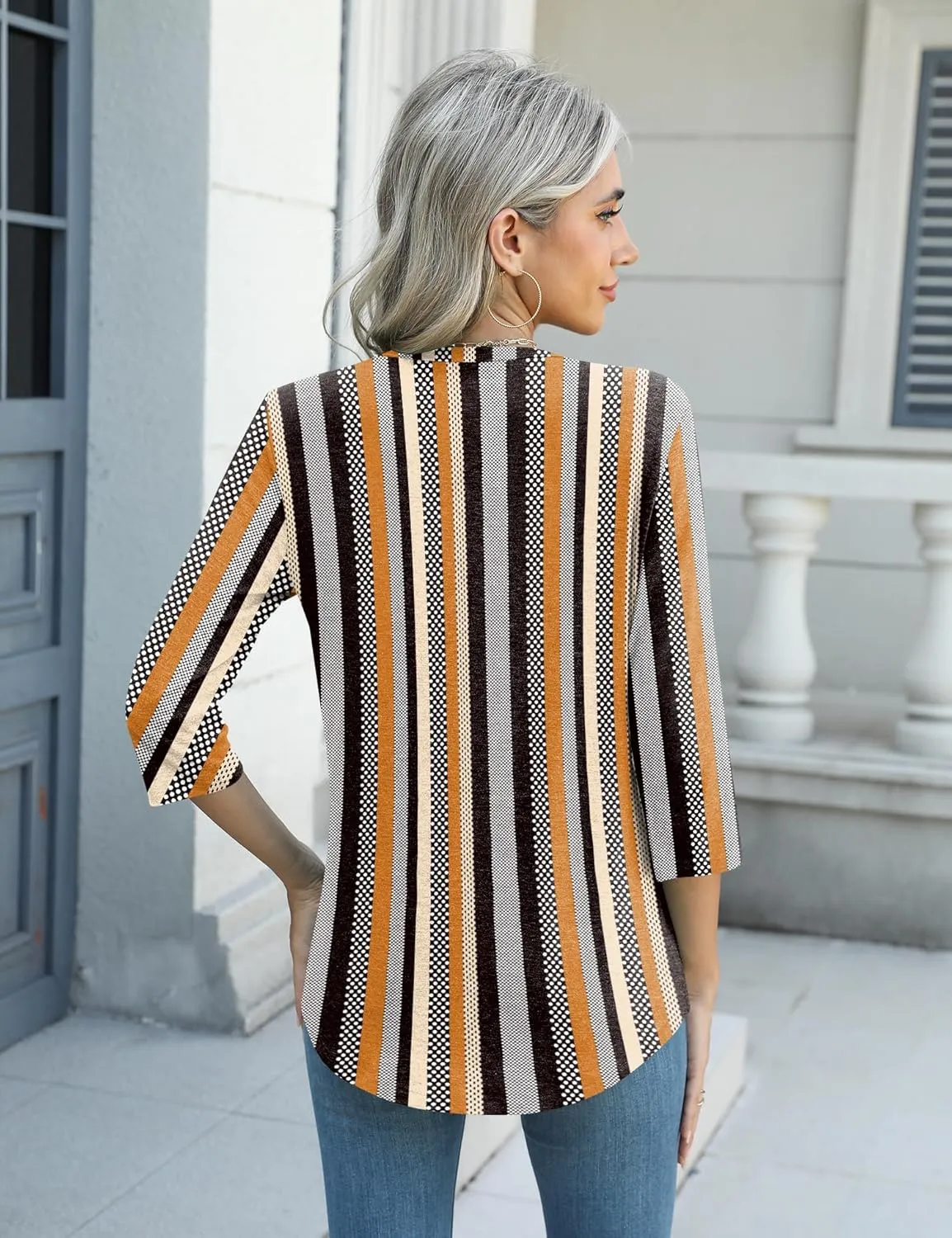 3/4 Lenght Sleeve Womens Tops Summer and Spring Tops for Women V Neck Blouses Dressy Casual 2025 Trendy