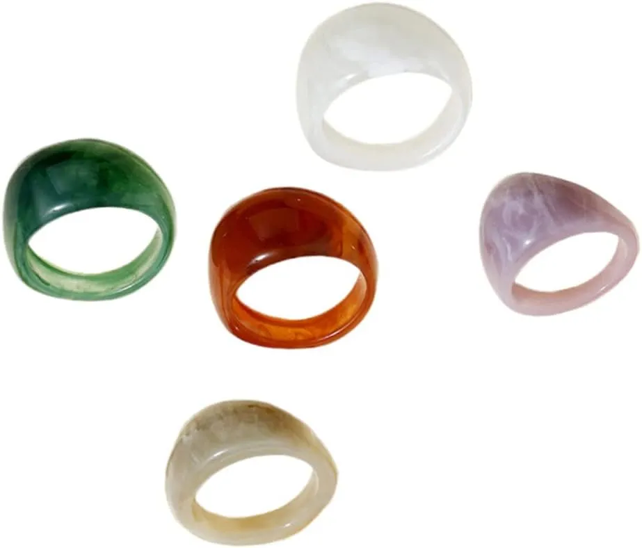 5Pcs Resin Joint Rings Thick Dome Knuckle Finger Rings for Women Comfortable and Durable for Birthdays Weddings Parties and Everyday Wear