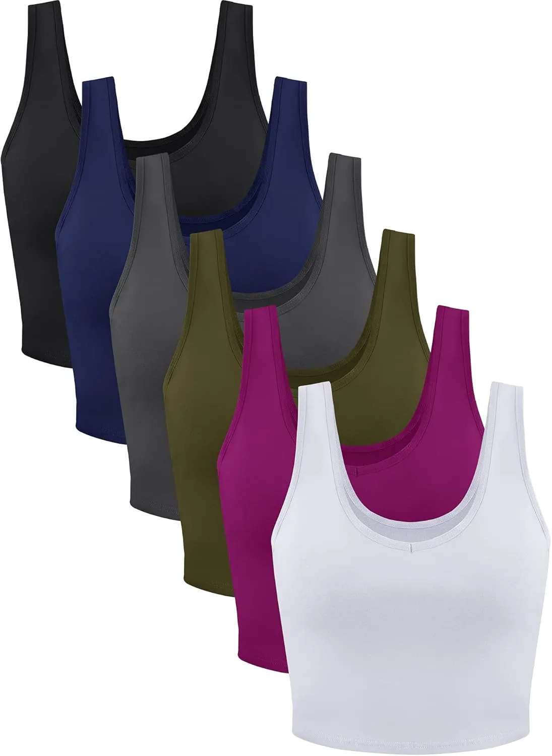 6 Pieces Women Basic Crop Tank Tops Sleeveless Sports Crop Top