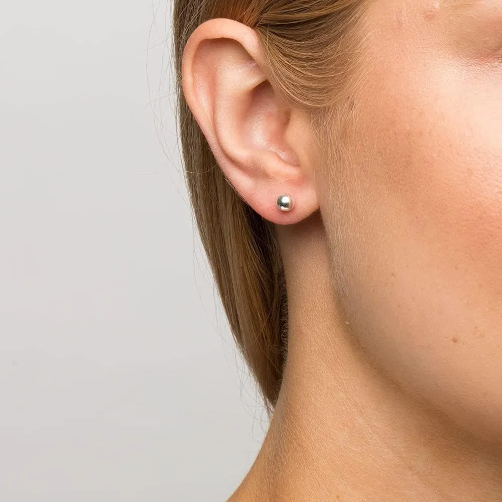 925 Sterling Silver Stud Earrings for Women, 4 Pairs 14K White Gold Plated Hypoallergenic Small Silver Stud Earrings Set for Women Men