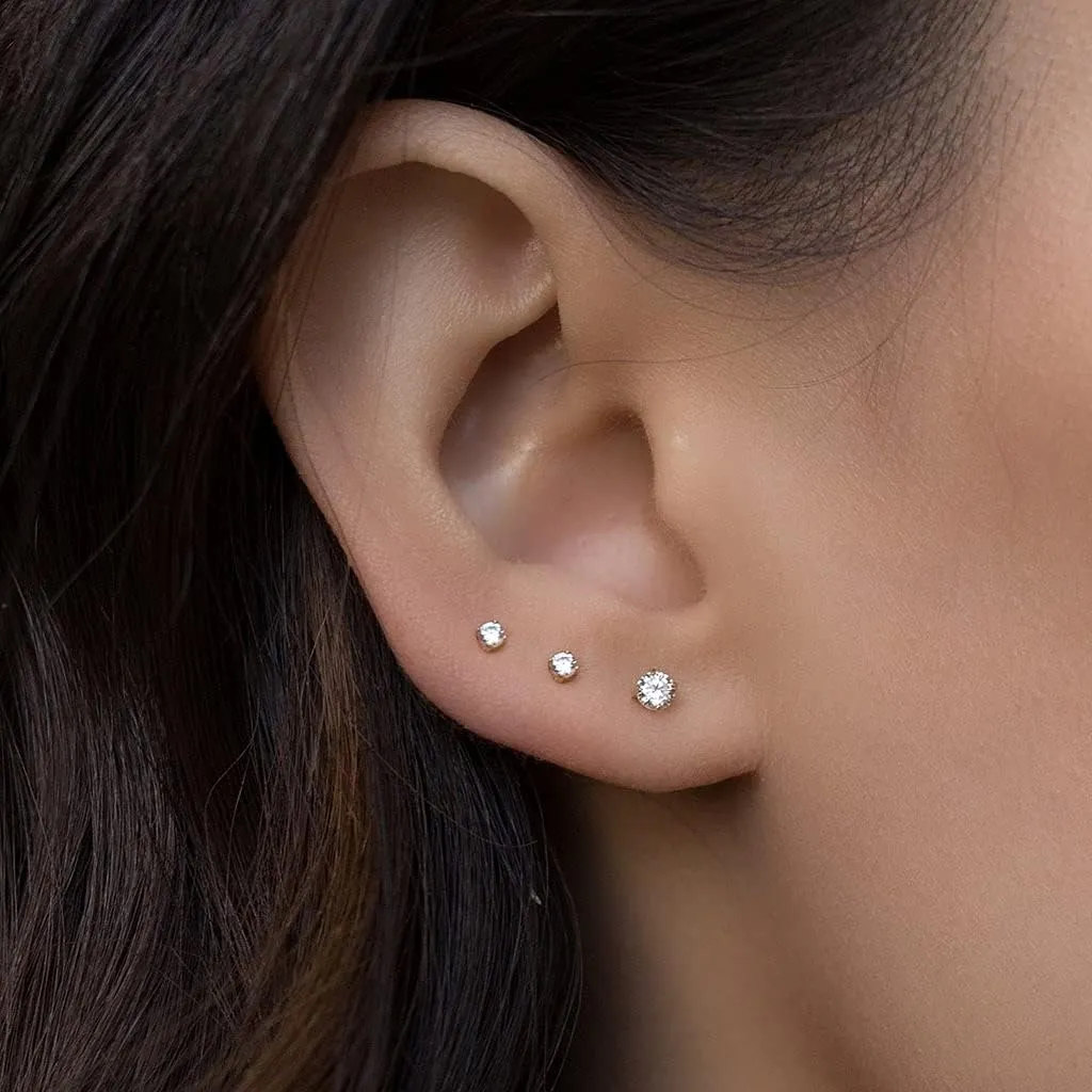 925 Sterling Silver Stud Earrings for Women, 4 Pairs 14K White Gold Plated Hypoallergenic Small Silver Stud Earrings Set for Women Men