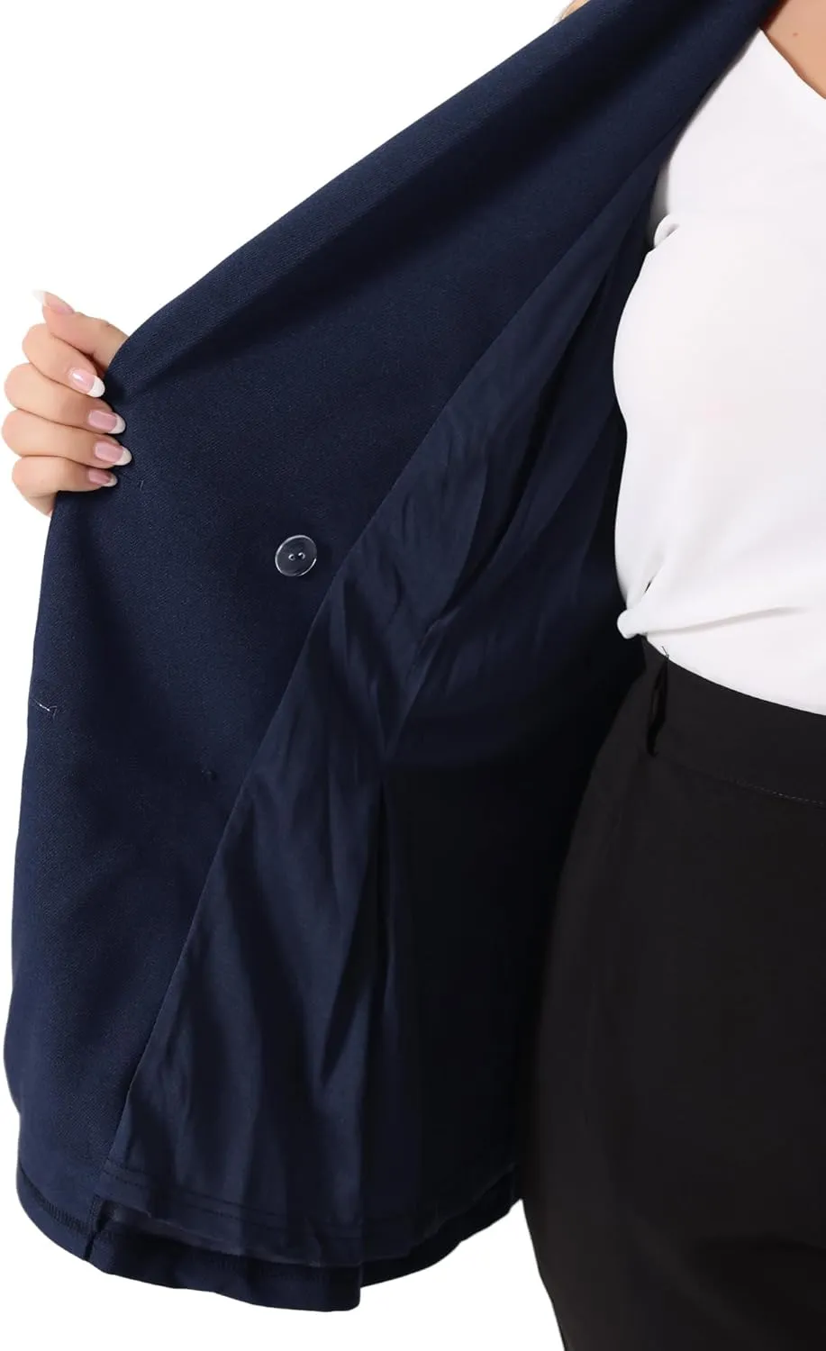 Agnes Orinda Plus Size Women Blazers Lapel Collar Elegant Double Breasted Casual Work Blazers