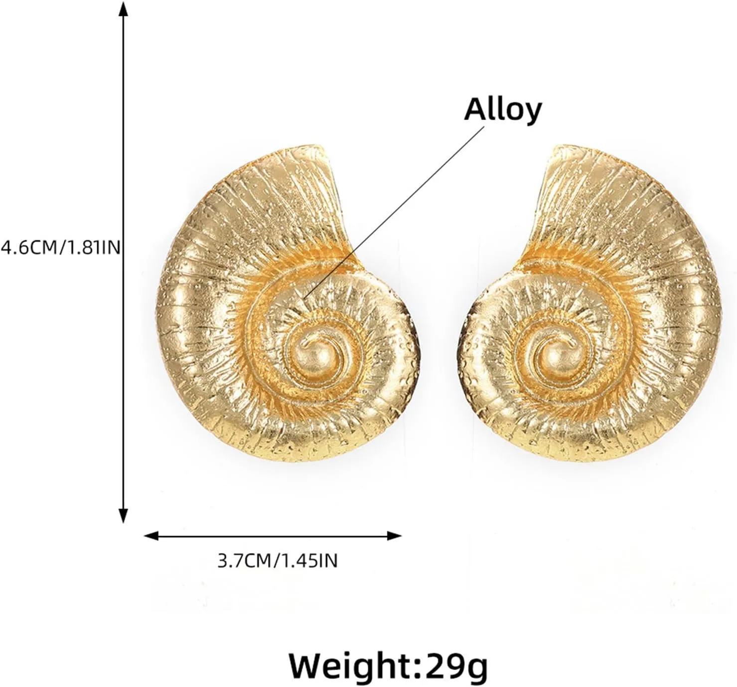 Alloy Exaggerated Ocean Sea Shell Statement Exaggerated Stud Earrings for Women Jewelry