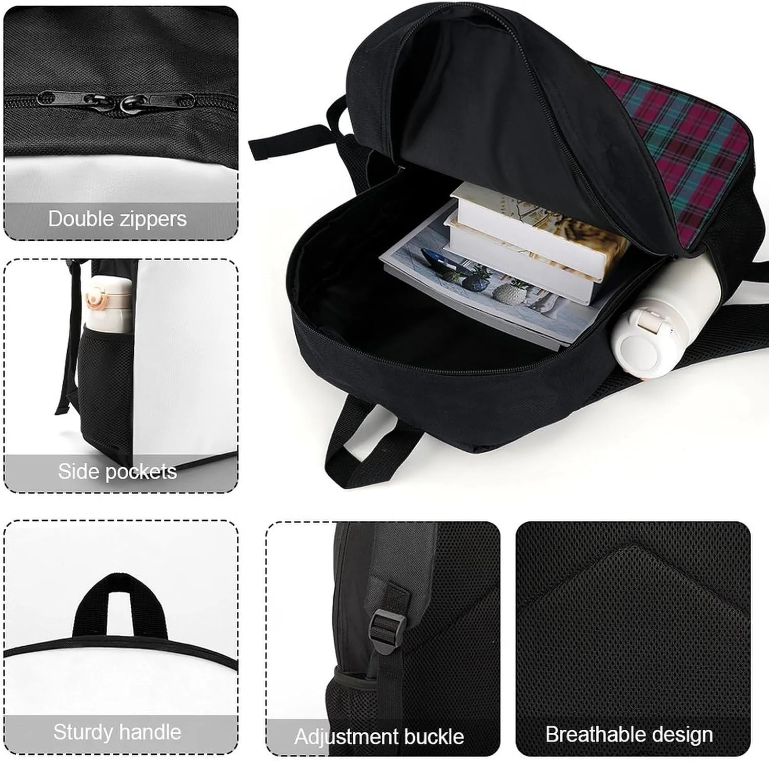 Alma College Tartan Backpack Lightweight Waterproof Backpacks Laptop Backpack for Unisex Casual Travel Daypacks Large Capacity