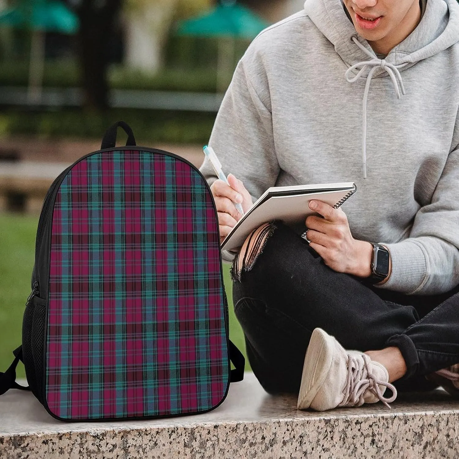 Alma College Tartan Backpack Lightweight Waterproof Backpacks Laptop Backpack for Unisex Casual Travel Daypacks Large Capacity