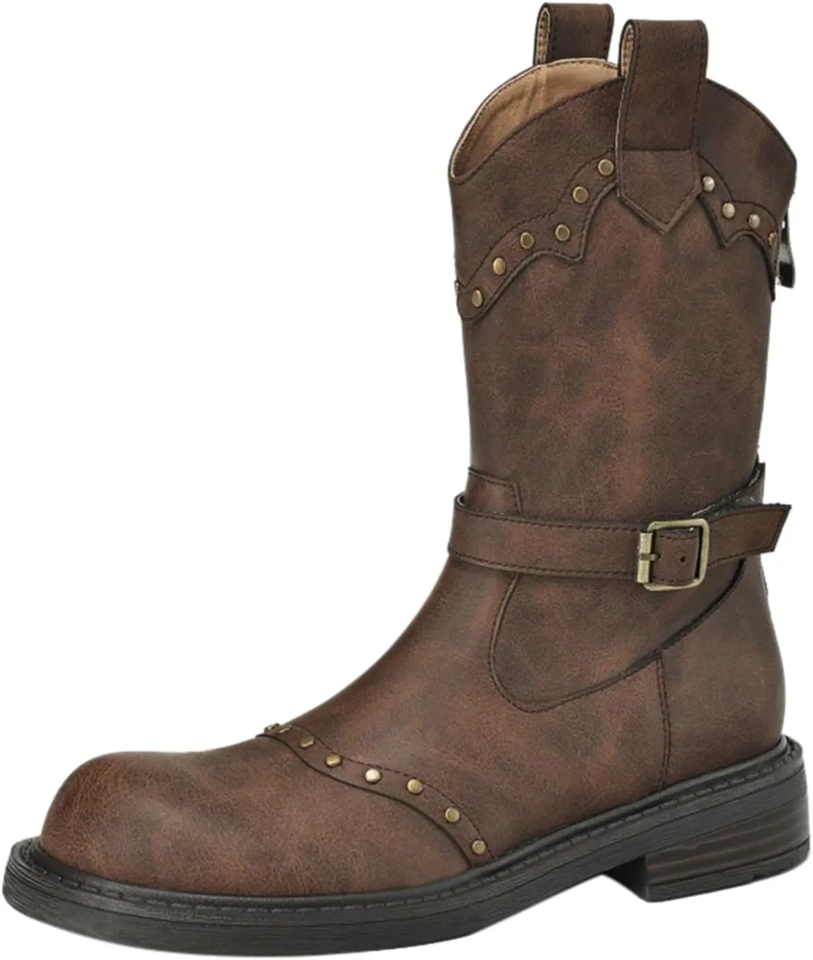 Ankle Boots for Men Women Booties Ankle White Boots Point Toe Boots for Women Womens Western Ankle Cowboy Boots Cutout Block Heel Booties Brown Short Ankle Western Cowboy Boots for Women