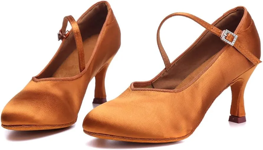 AOQUNFS Ballroom Dance Shoes Women Closed Toe Salsa Latin Dance Shoes,Model 3525