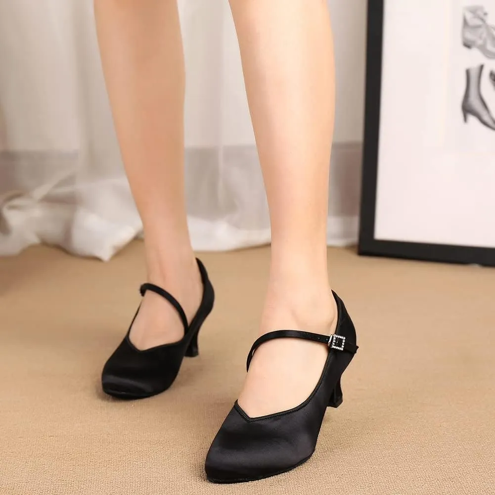 AOQUNFS Ballroom Dance Shoes Women Closed Toe Salsa Latin Dance Shoes,Model 3525