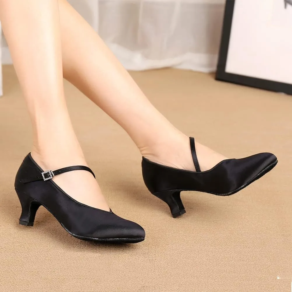 AOQUNFS Ballroom Dance Shoes Women Closed Toe Salsa Latin Dance Shoes,Model 3525