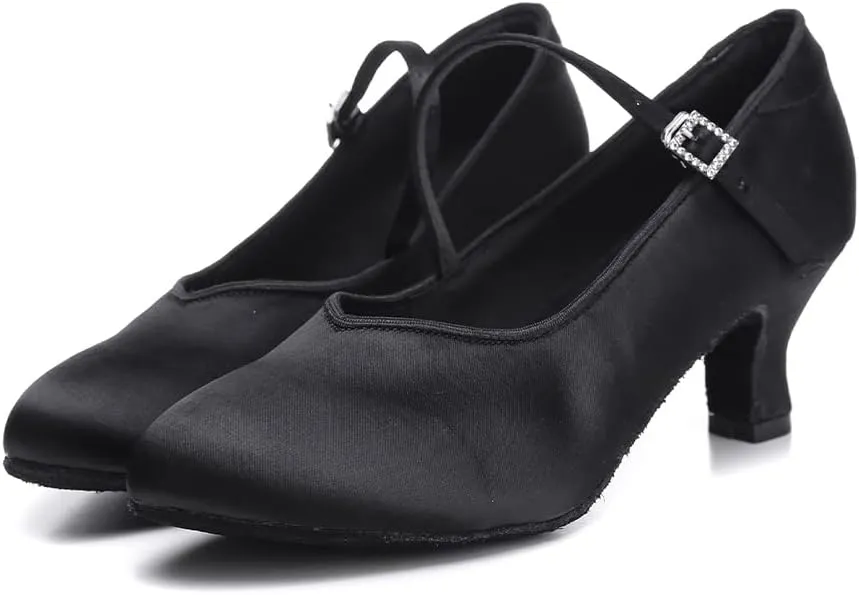 AOQUNFS Ballroom Dance Shoes Women Closed Toe Salsa Latin Dance Shoes,Model 3525