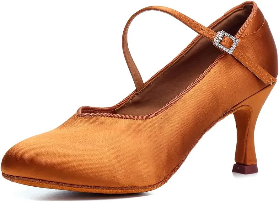 AOQUNFS Ballroom Dance Shoes Women Closed Toe Salsa Latin Dance Shoes,Model 3525