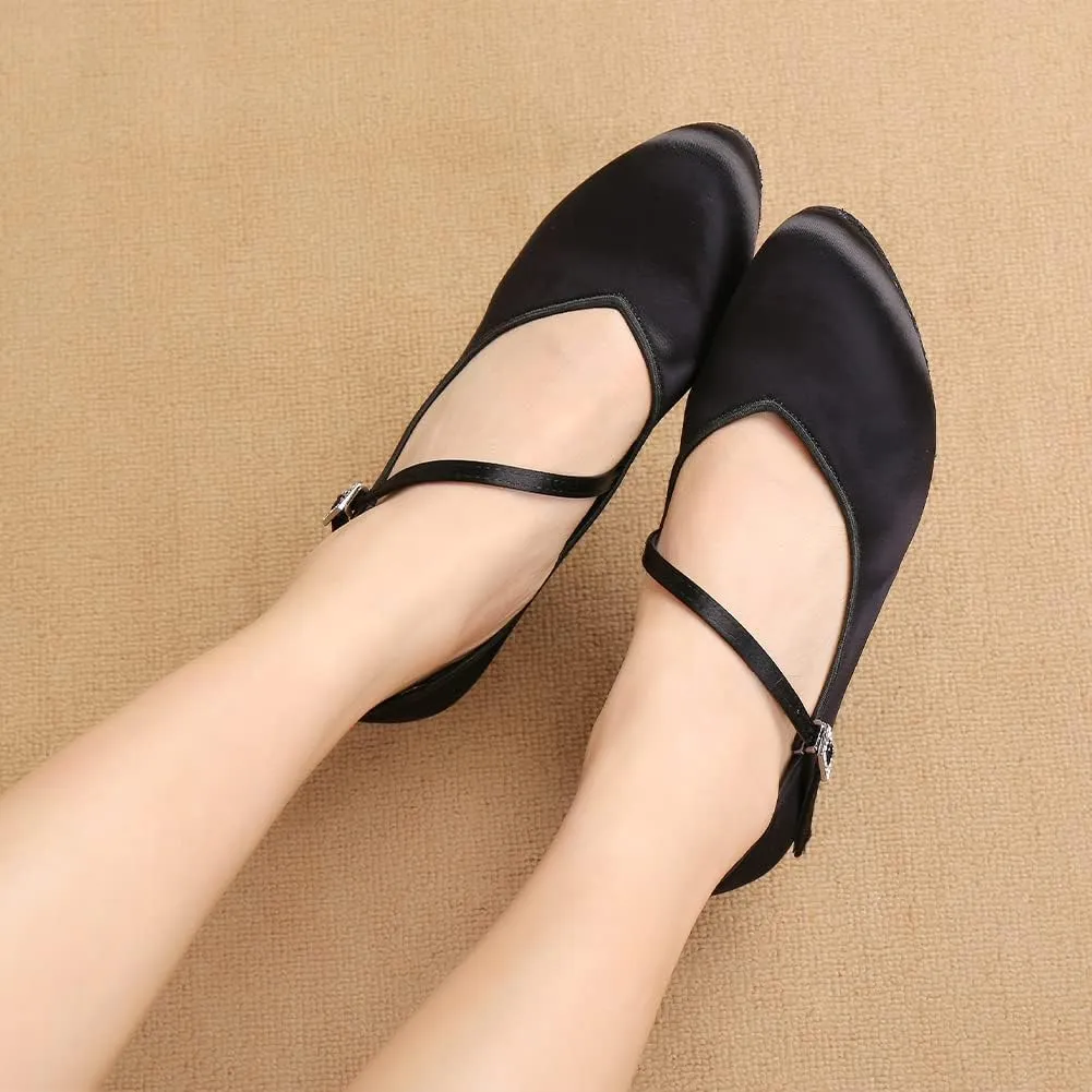 AOQUNFS Ballroom Dance Shoes Women Closed Toe Salsa Latin Dance Shoes,Model 3525