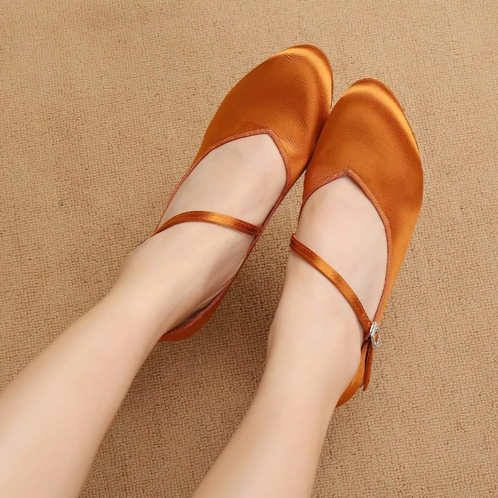 AOQUNFS Ballroom Dance Shoes Women Closed Toe Salsa Latin Dance Shoes,Model 3525