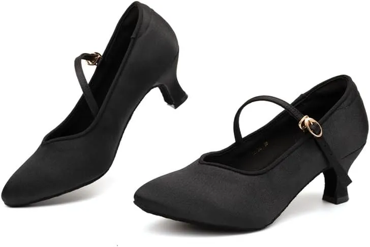 AOQUNFS Women Ballroom Dance Shoes Closed Toe Walts Salsa Latin Dancing Shoes,138