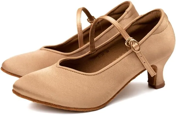 AOQUNFS Women Ballroom Dance Shoes Closed Toe Walts Salsa Latin Dancing Shoes,138