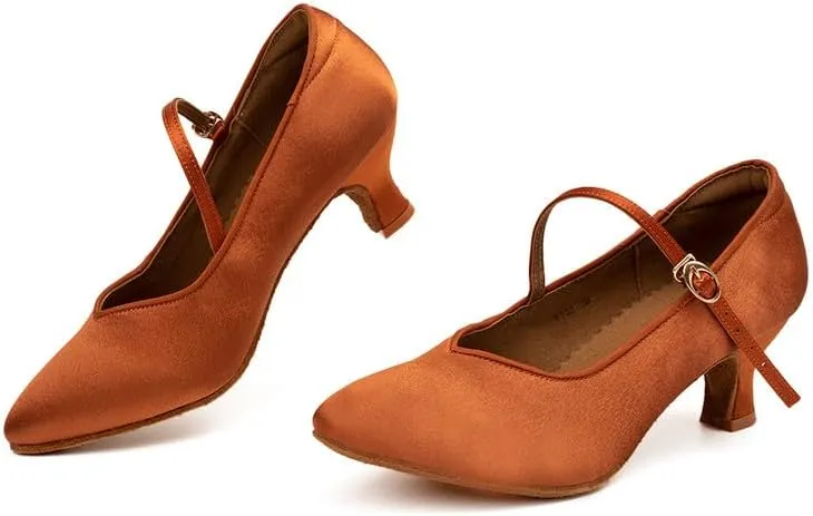 AOQUNFS Women Ballroom Dance Shoes Closed Toe Walts Salsa Latin Dancing Shoes,138