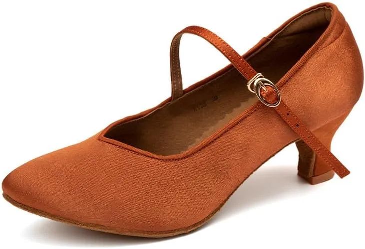 AOQUNFS Women Ballroom Dance Shoes Closed Toe Walts Salsa Latin Dancing Shoes,138