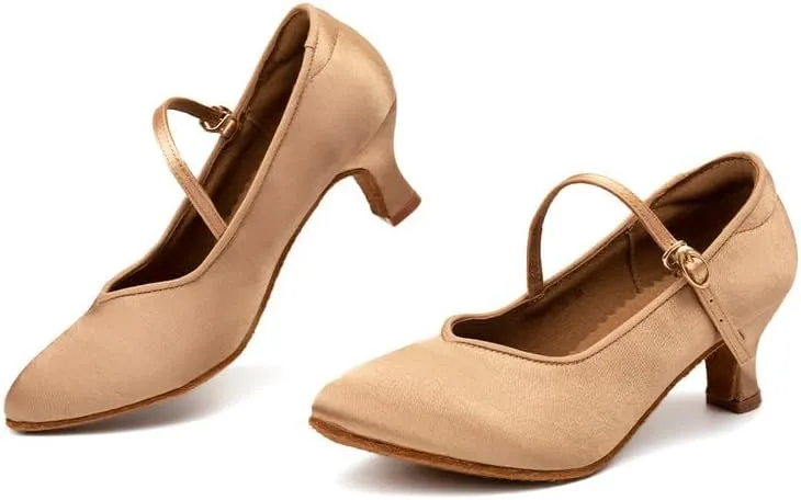 AOQUNFS Women Ballroom Dance Shoes Closed Toe Walts Salsa Latin Dancing Shoes,138