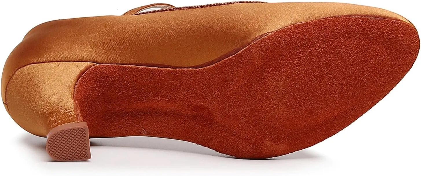 AOQUNFS Women Ballroom Dance Shoes Closed Toe Walts Salsa Latin Dancing Shoes,FT-020
