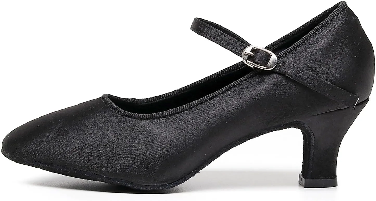 AOQUNFS Women Ballroom Dance Shoes Closed Toe Walts Salsa Latin Dancing Shoes,FT-020