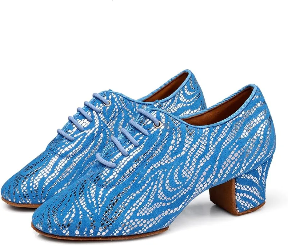 AOQUNFS Women Latin Ballroom Dance Shoes Lace-up Modern Salsa Practice Dancing Shoes,WDL-K4