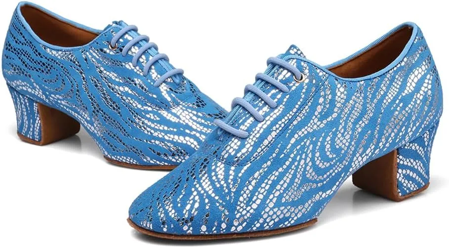 AOQUNFS Women Latin Ballroom Dance Shoes Lace-up Modern Salsa Practice Dancing Shoes,WDL-K4