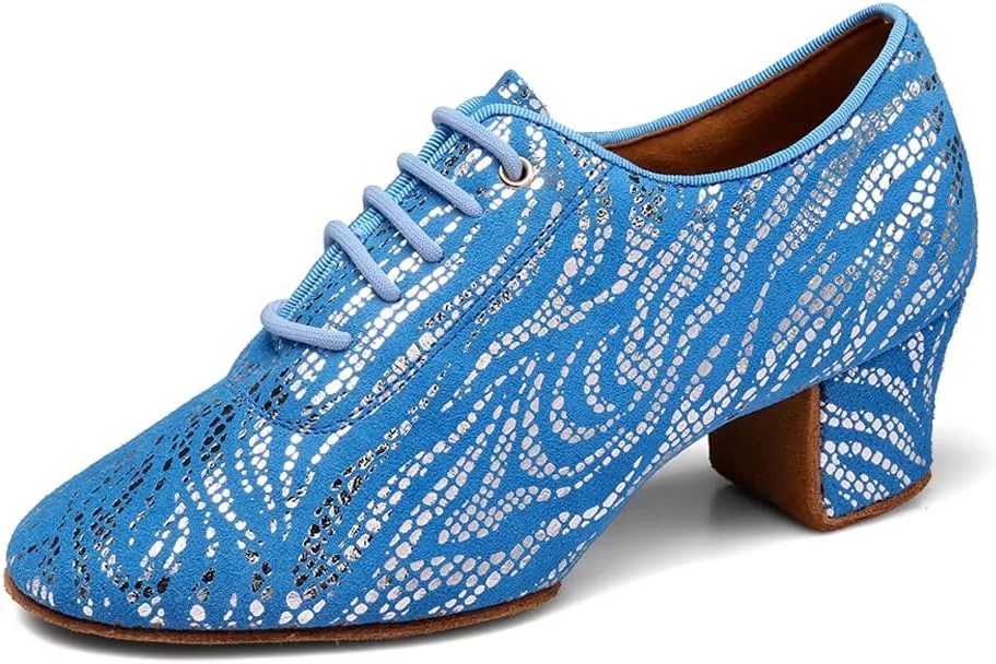 AOQUNFS Women Latin Ballroom Dance Shoes Lace-up Modern Salsa Practice Dancing Shoes,WDL-K4