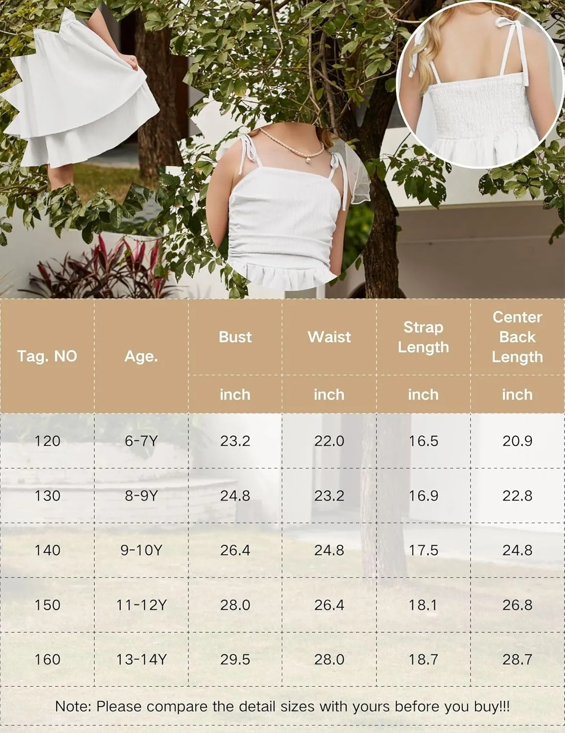 Arshiner Girls Summer Spaghetti Strap Dresses Flowy Tiered Ruched Smocked Back Casual Beach Midi Sundress