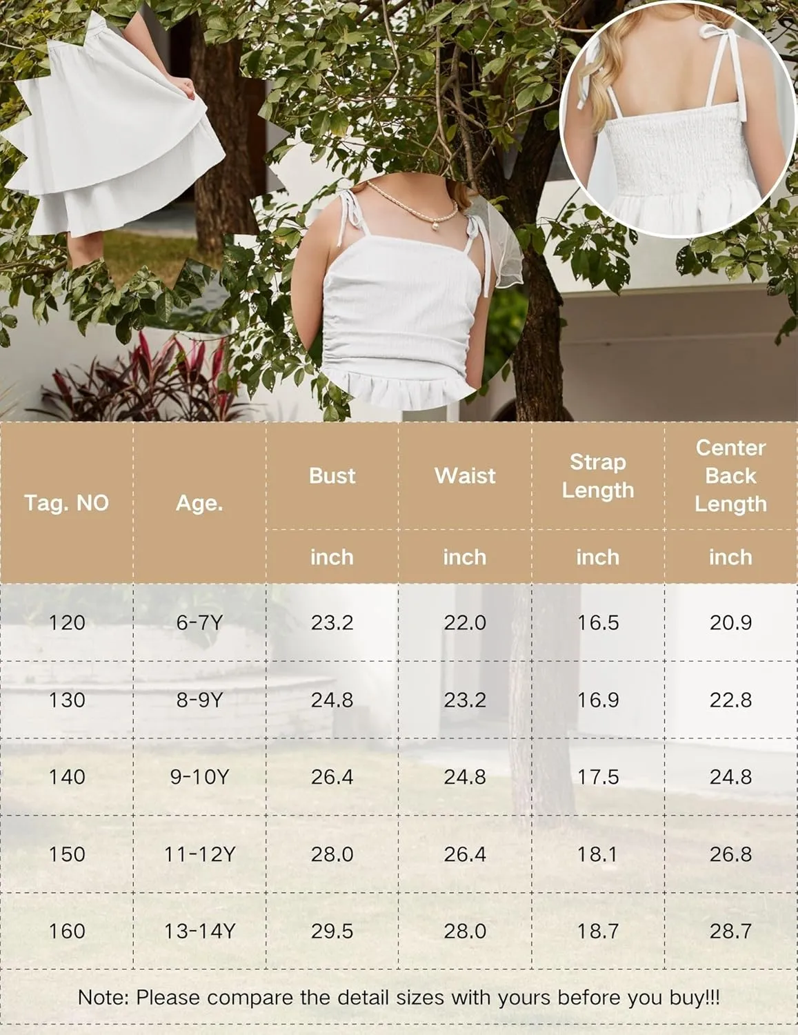 Arshiner Girls Summer Spaghetti Strap Dresses Flowy Tiered Ruched Smocked Back Casual Beach Midi Sundress