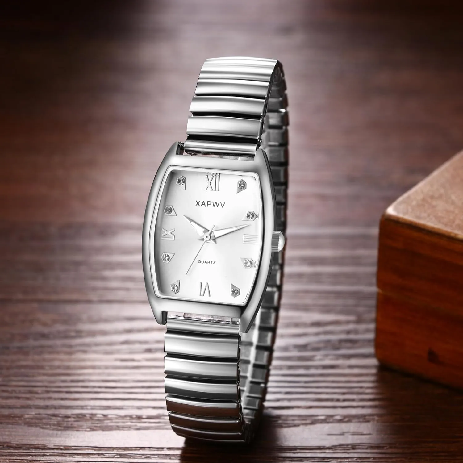 Avaner Elastic Strap Wrist Watches: Stretch Band Gold Silver Easy Reader Bracelet His and Her Bangle Wrist Watches for Men Women