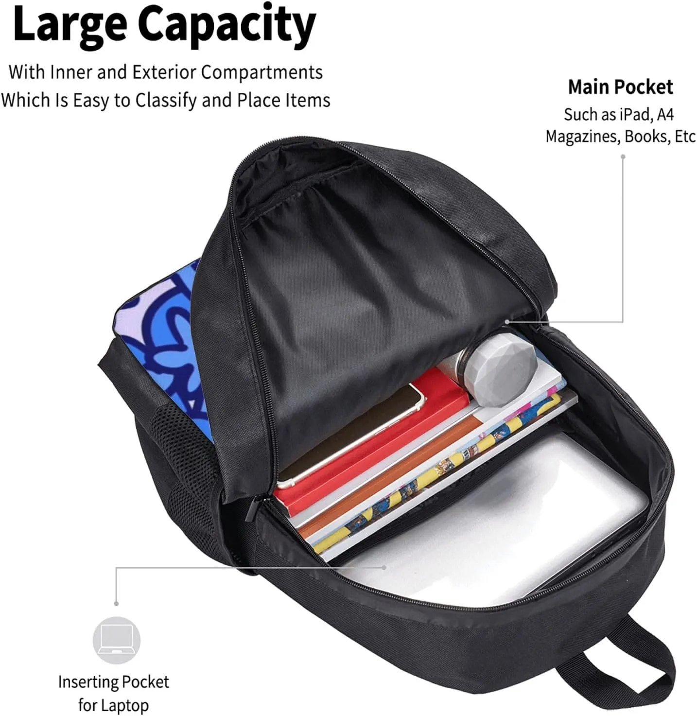 B-fdi Bookbags Casual Travel Daypack Lightweight Laptop Backpacks For Hiking Bag Black