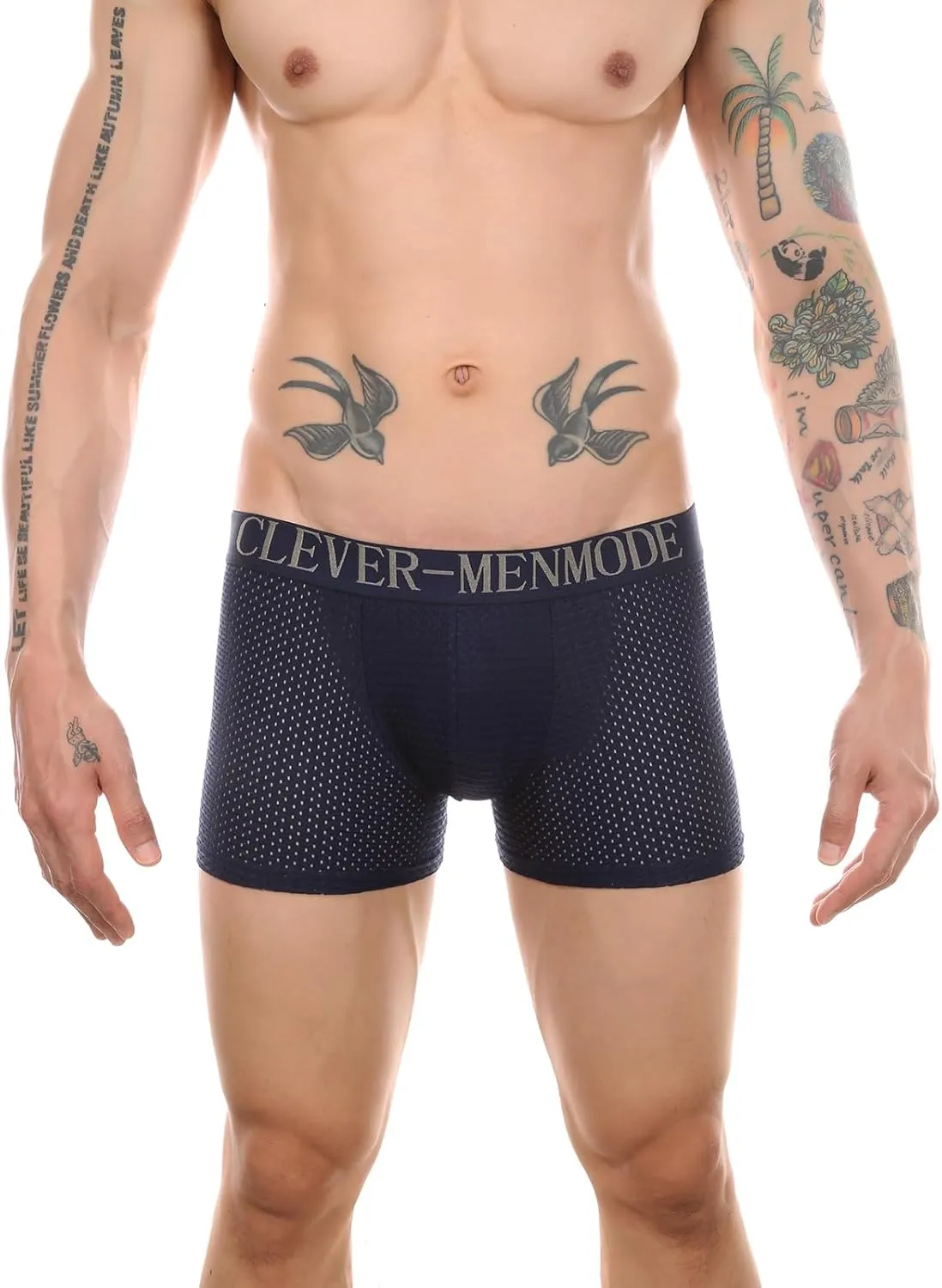 BaronHong Mesh Mens Underwear Boxer Back Mens Padded Enhancing Breathable Mesh Underwear Boxer with Hip Pad