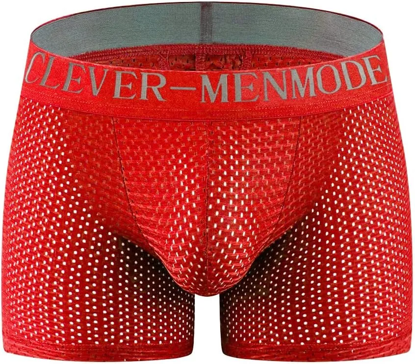 BaronHong Mesh Mens Underwear Boxer Back Mens Padded Enhancing Breathable Mesh Underwear Boxer with Hip Pad