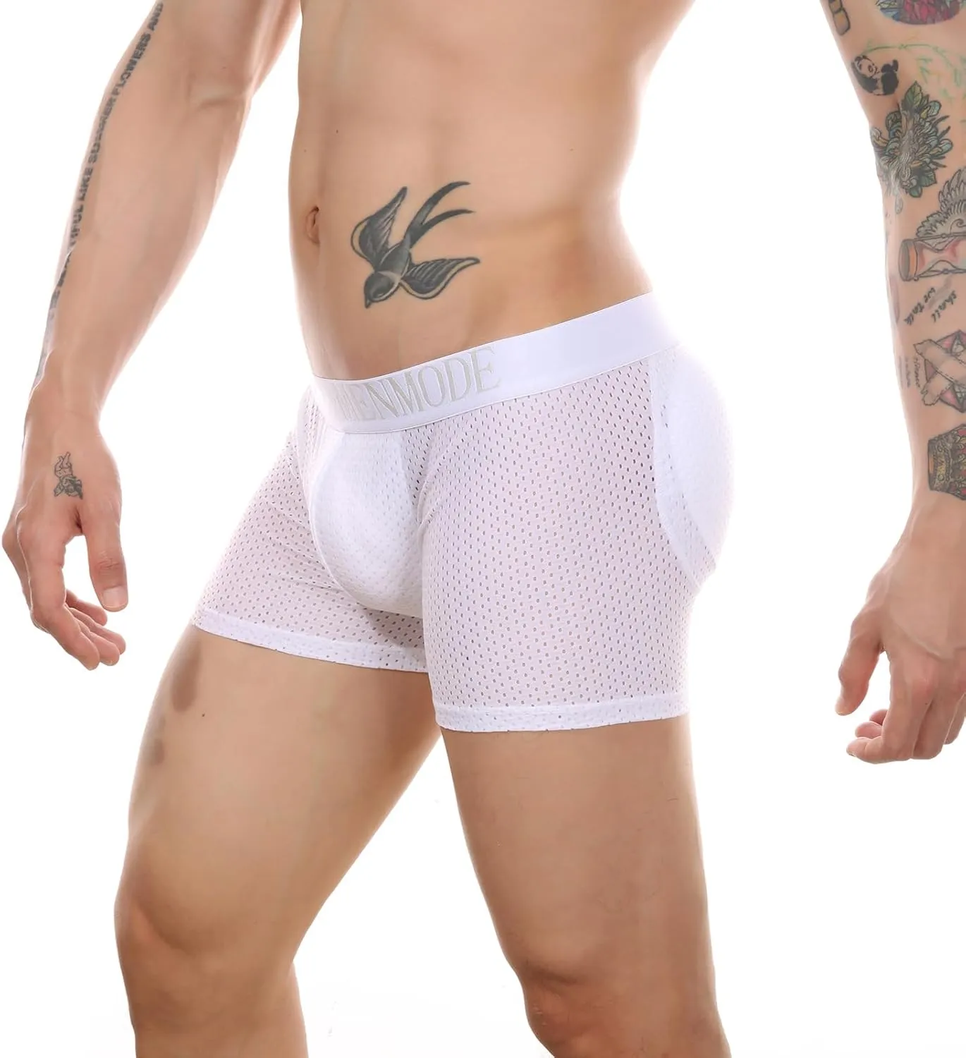 BaronHong Mesh Mens Underwear Boxer Back Mens Padded Enhancing Breathable Mesh Underwear Boxer with Hip Pad