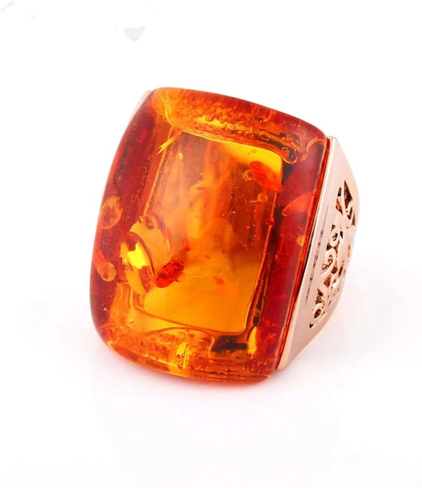 Beautiful Orange Resin Rings for Women Simulated Amber Ring Big Designs Anel Costume Jewelry