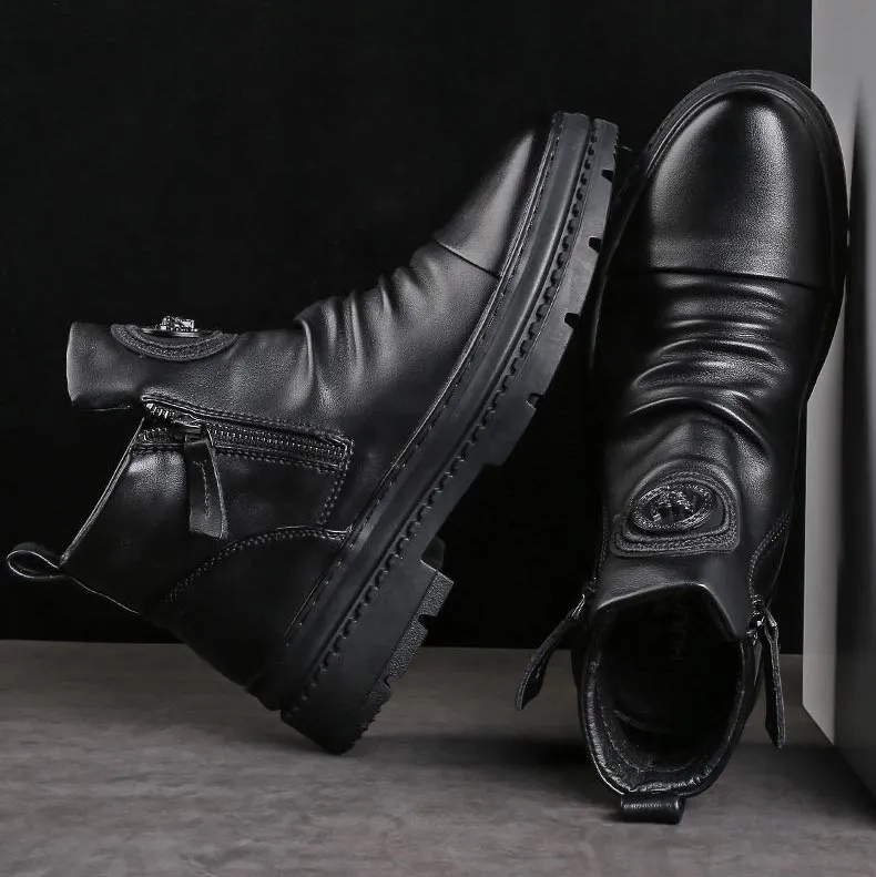 [Best Gift] Mens Classic Casual Side-zip Leather Boots