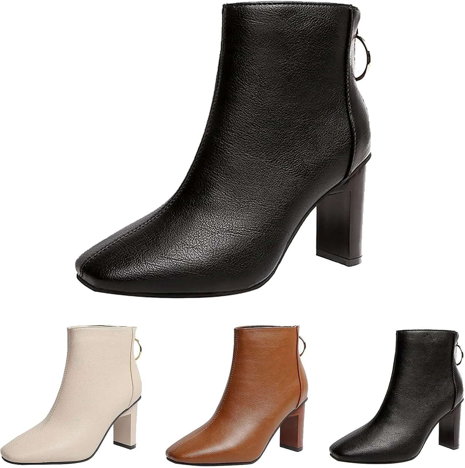 Black Ankle Boots for Women Ladies Boots Wide Calf Cowboy Boots Botas Para Mujeres Ankle Boots for Women Low Heel Dressy Dressy Ankle Booties for Women Evening