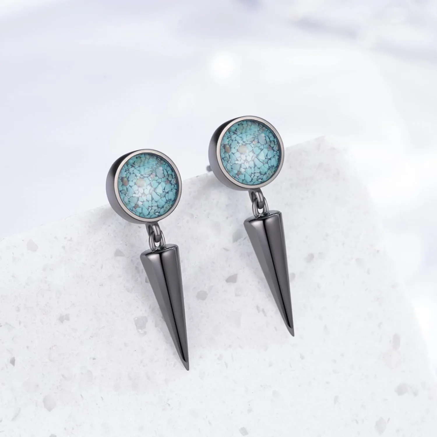 Black Dangle Drop Earrings 925 Sterling Silver Turquoise/Abalone Shell Earrings Jewelry Gifts for Women Men