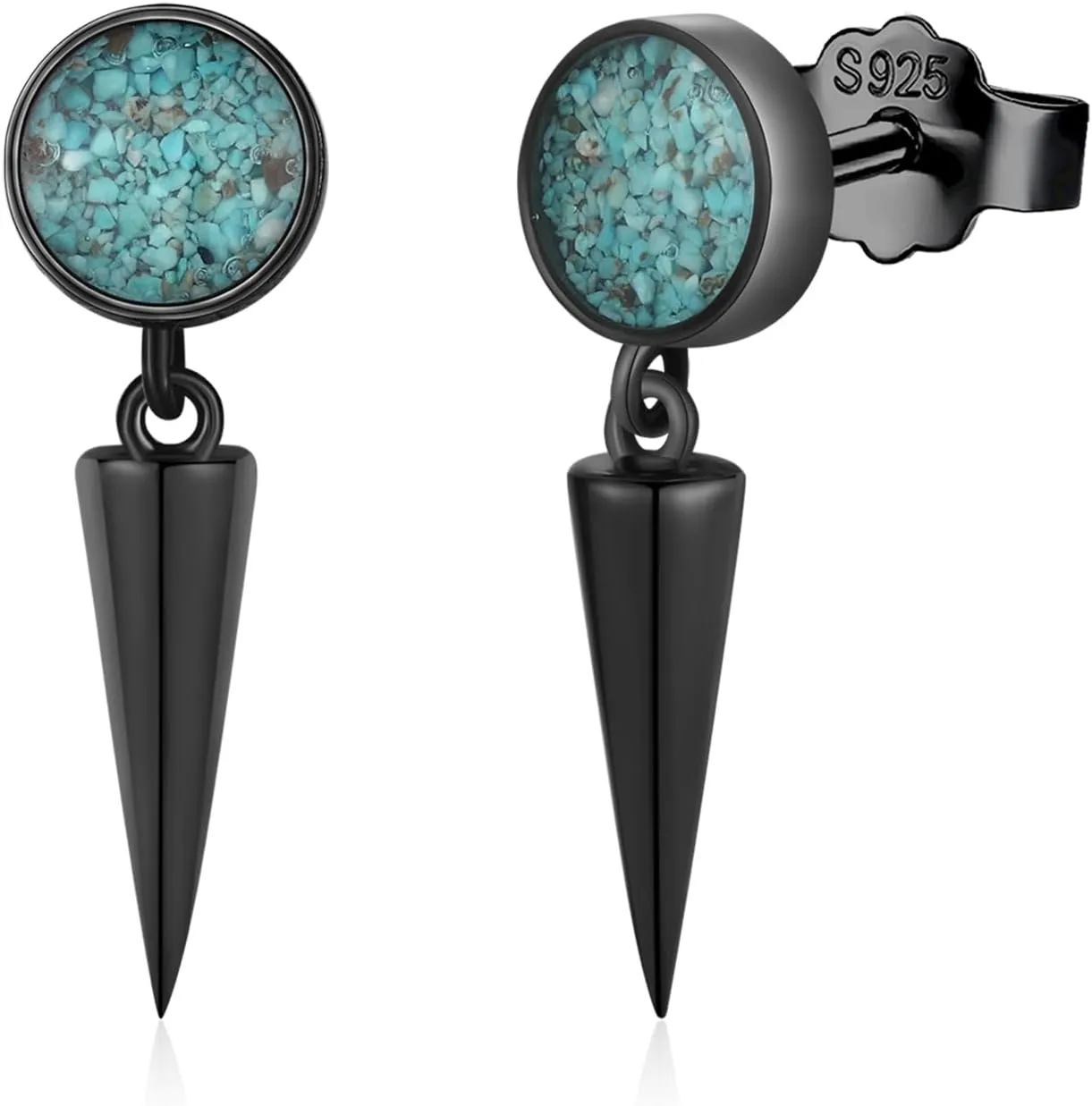Black Dangle Drop Earrings 925 Sterling Silver Turquoise/Abalone Shell Earrings Jewelry Gifts for Women Men